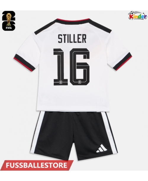 Günstige Deutschland Angelo Stiller #16 Heimtrikotsatz Kinder WM 2026 Kurzarm (+ Kurze Hosen)